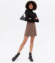 New Look Brown Teardrop Geometric Mini Skirt